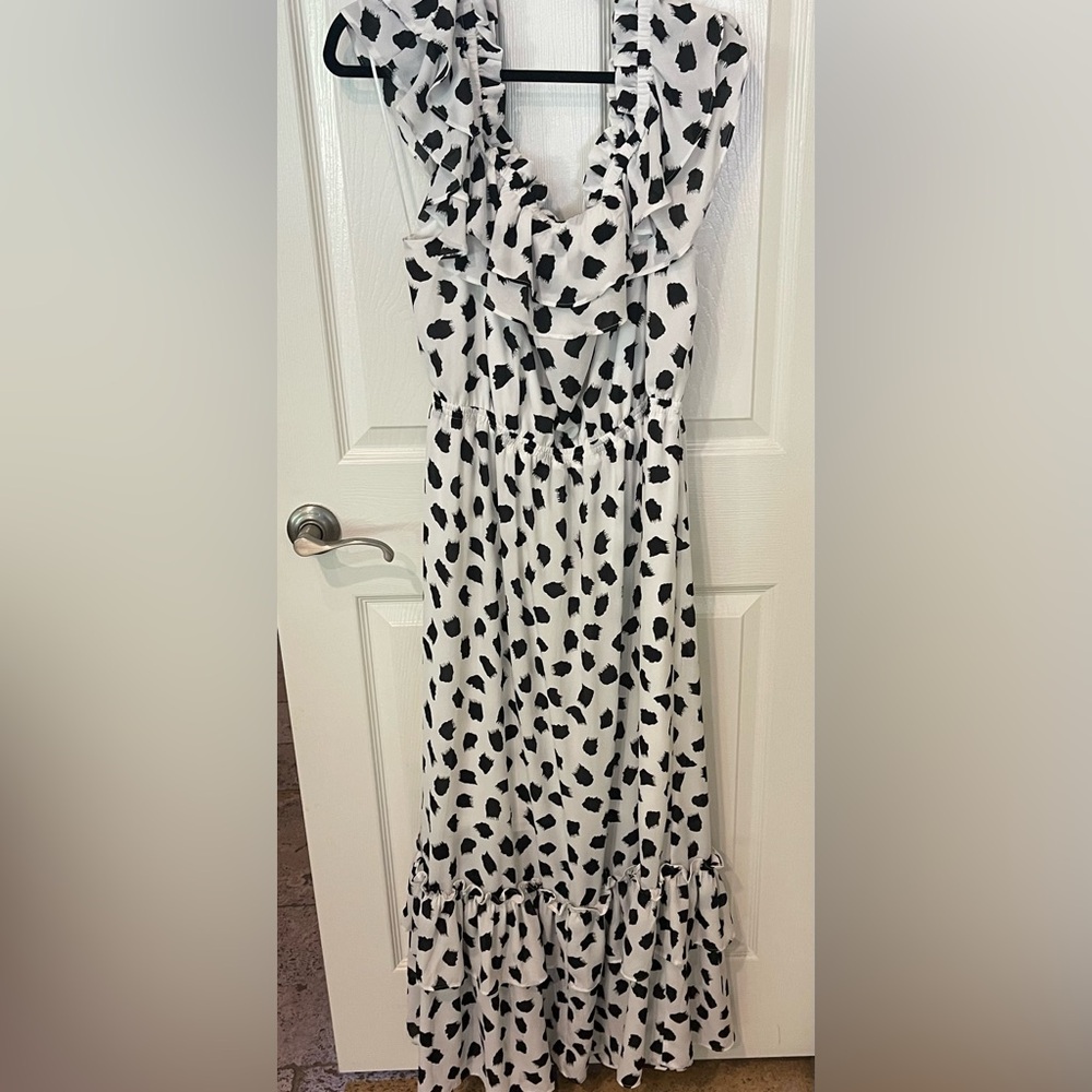 Lane Bryant Black and White Ruffle Dress - Picture 3 of 12